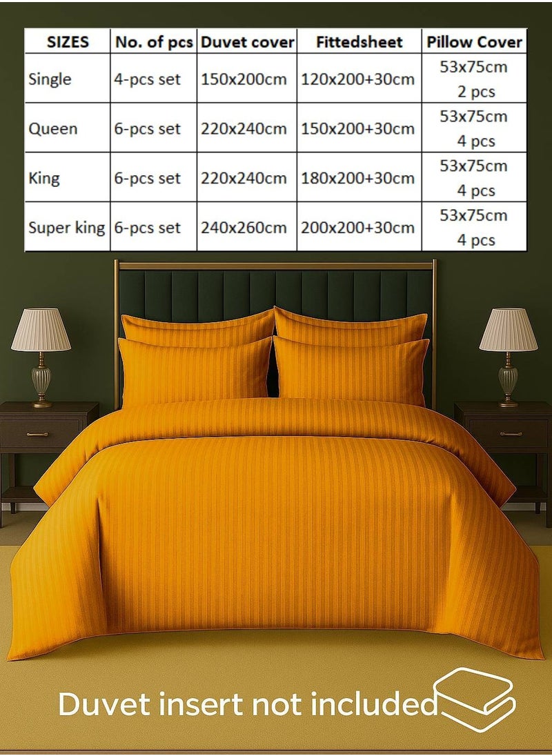 MAXQON 6-Piece Duvet Cover Set – Includes 1 Duvet Cover, 1 Fitted Sheet & 4 Pillowcases – King/Queen/Single Sizes, Color Gold  - Image 4