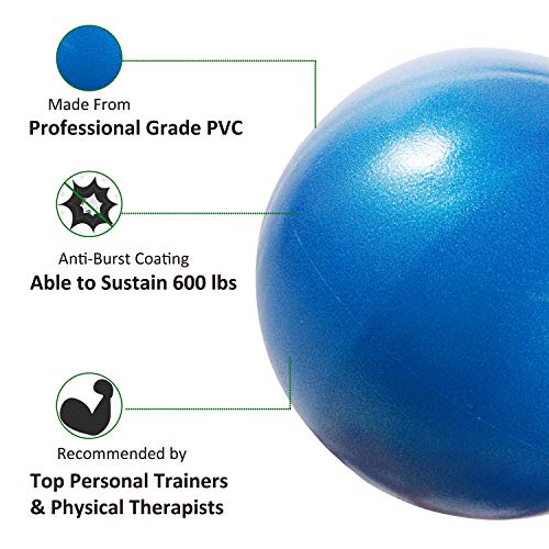 Vaupan Mini Exercise Ball, 9 Inch Small Gym Ball with Inflatable Straw for Yoga, Pilates, Stability, Barre, Physical Therapy, Stretching and Core Training, Improves Balance, Strength - Image 2