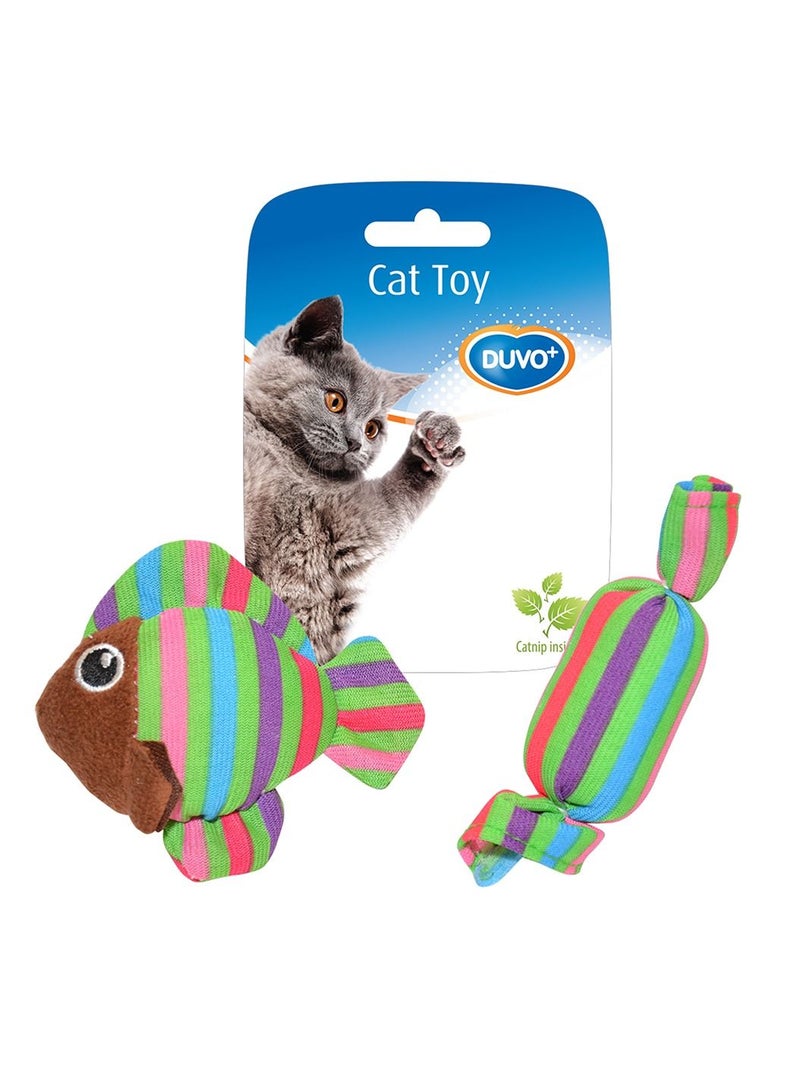 مجموعة ألعاب سمك وحلويات للقطط بألوان مختلطة 8.5 × 8 × 2.8 سم