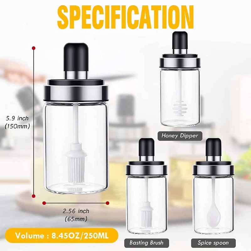 titen VARNITECH INFOSOFT Glass Seasoning Container OilHoney Dispenser Bottle Kitchen Castor Seasoning Bottle Kitchen Product Oil Brush 1 Pcs 250 ml Multicolor  - Image 5
