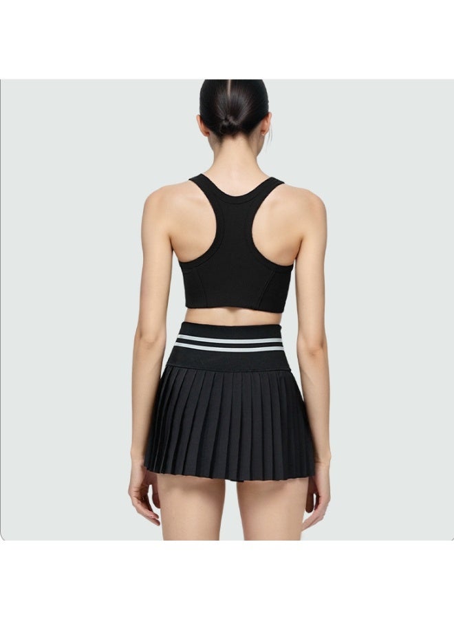 High Waist Ribbed Sports Fitness Skirt For Women Anti-Exposure Yoga Skort 2 In 1 Pocket Sportswear Workout Clothes  - Image 3