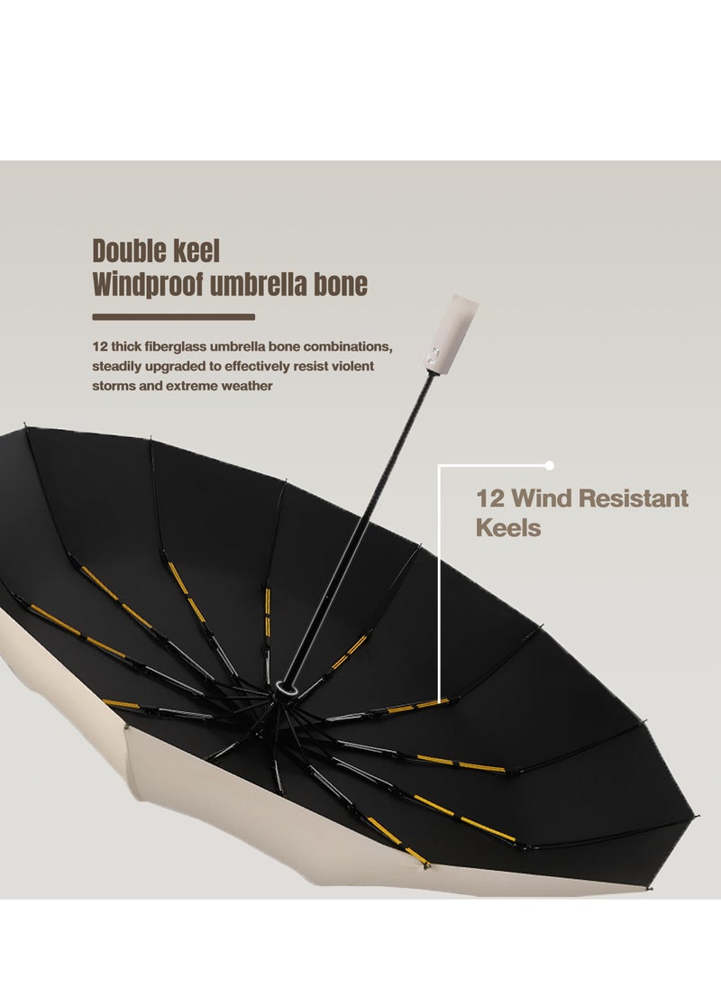 Generic - 150cm Oversized Umbrella with Double Keel Windproof Umbrella Frame, Strong Wind Resistance, Perfect for Family Outings and Daily Commuting, Blue - Image 1