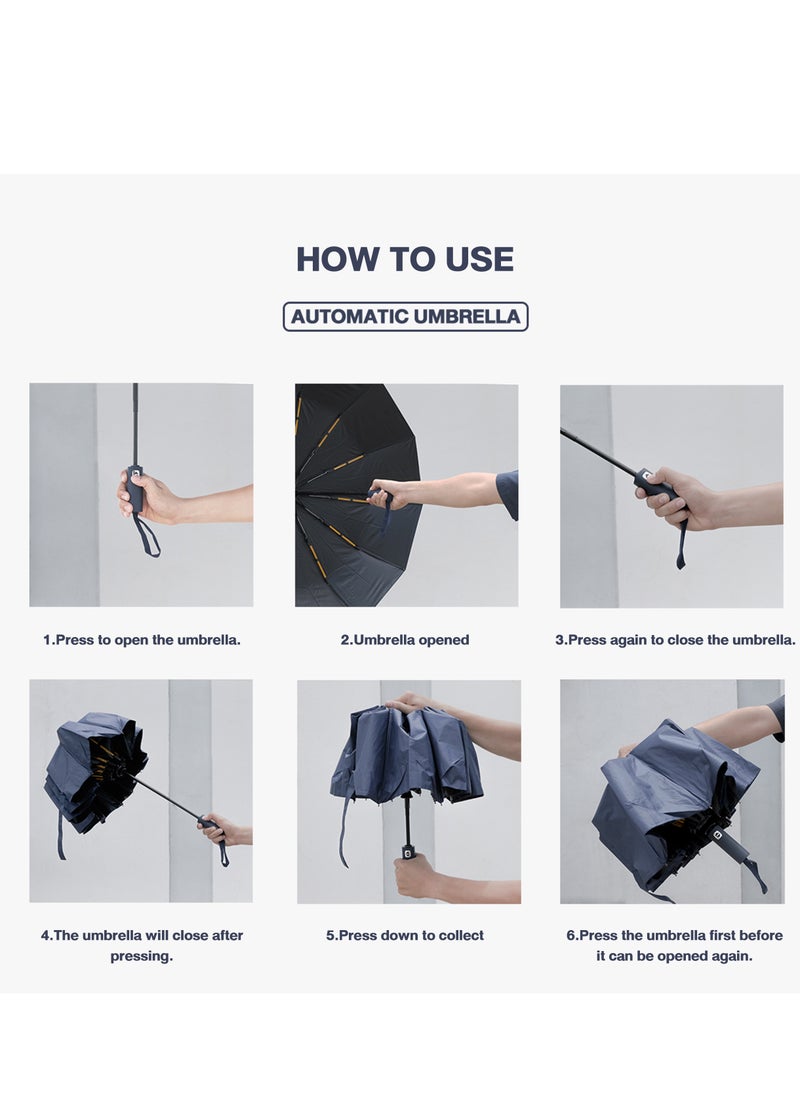 Generic - 150cm Oversized Umbrella with Double Keel Windproof Umbrella Frame, Strong Wind Resistance, Perfect for Family Outings and Daily Commuting, Blue - Image 1