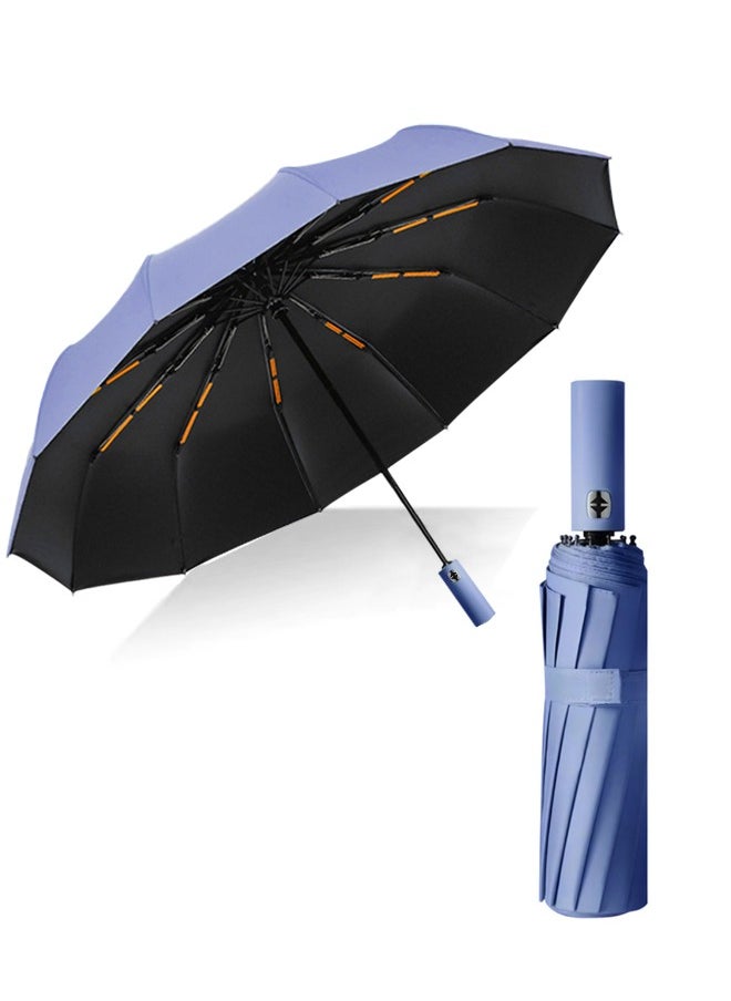 Generic - 150cm Oversized Umbrella with Double Keel Windproof Umbrella Frame, Strong Wind Resistance, Perfect for Family Outings and Daily Commuting, Blue - Image 1