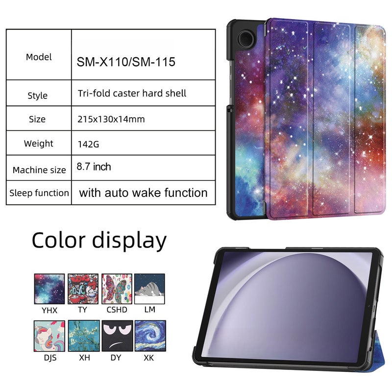 8.7/11 غلاف لجهاز اللابتوب المدمج لأجهزة سامسونج جالاكسي تاب A9 (SM-X110/SM-X115)/A9 بلس (X210/SM-X216/SM-X218) مع دالة الاستيقاظ - غلاف لابتوب ملون من ثلاثة طيات - Image 2