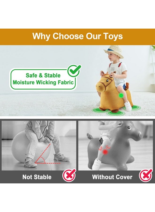 iPlay, iLearn iPlay, iLearn Bouncy Pals Hopping Horse, Toddler Girl Boy Inflatable Bouncing Animal Hopper Toy, Outdoor Indoor Plush Ride on Bouncer, Baby Birthday Gift 18 Month 2 3 4 Year Old Kid - Horse  - Image 4