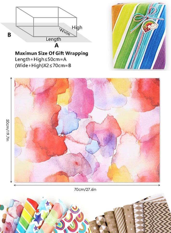 Gift Wrapping Paper with Ribbon Sticker Tape Set, Durable Gift Wrap Set for Birthday Party, Valentines Day, Wedding, Baby Shower, Bridal Shower, Graduation 50 cm X 70 cm - Image 3