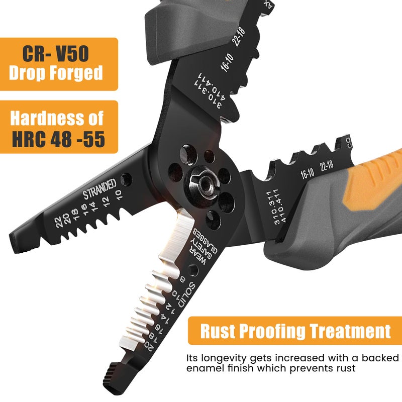 MulWark 3 in 1 Automatic Self Adjusting Wire Stripper/Cutter/Crimper, 8 Inch Multi Pliers For Electrical Wire Stripping, Cable Cutting, Crimping Tool from 8 AWG to 30 AWG - Image 3