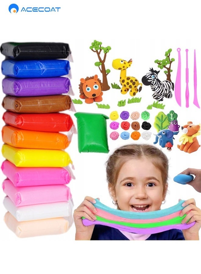 ايسكوت صلصال يجف بالهواء، بلاستيك 12 لون، مجموعة صلصال تشكيل مع 3 ادوات نحت، بلاستيك يمكنك تركيبه بنفسك لتعليم الاطفال - Image 1