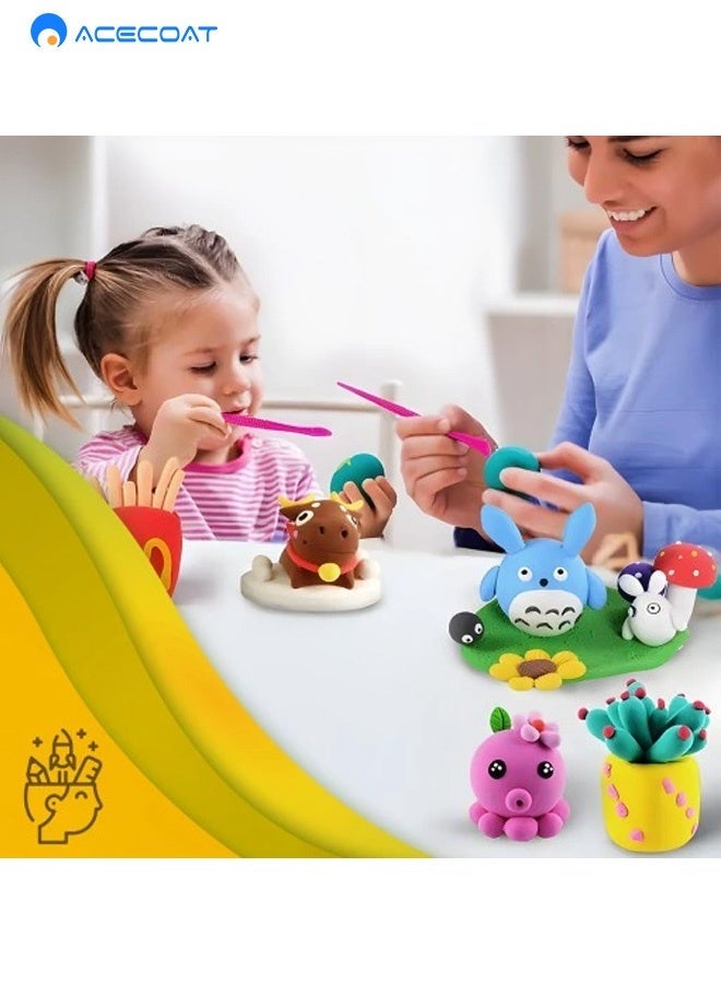 ايسكوت صلصال يجف بالهواء، بلاستيك 12 لون، مجموعة صلصال تشكيل مع 3 ادوات نحت، بلاستيك يمكنك تركيبه بنفسك لتعليم الاطفال - Image 3