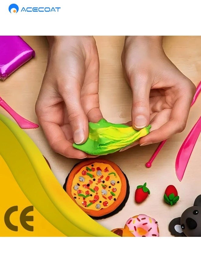 ايسكوت صلصال يجف بالهواء، بلاستيك 12 لون، مجموعة صلصال تشكيل مع 3 ادوات نحت، بلاستيك يمكنك تركيبه بنفسك لتعليم الاطفال - Image 4