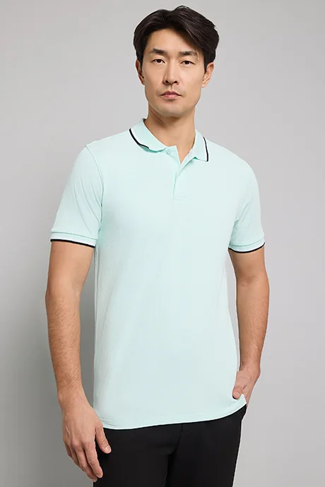 أر أند بي Tipping Detail Polo T-Shirt with Short Sleeves