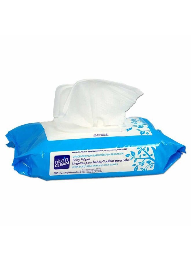 Nice 'N Clean Baby Wipes Soft-Pack with Aloe - Unscented, Hypoallergenic, 80 Wipes (Pack of 12) - Image 2