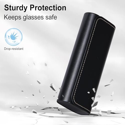RayLove Glasses Case Hard Shell, Travel Sunglasses Case, Leather Hard Eyeglass Case for Women, Reading Glasses Case for Men (Faux Leather, Black) - Image 5
