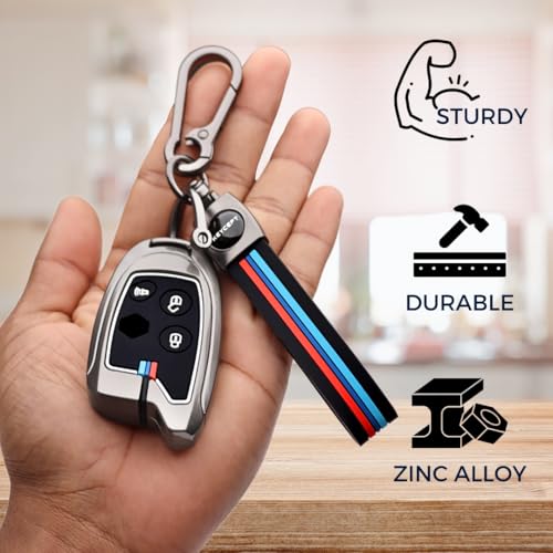 Keycept™ Metal Alloy Key Cover Compatible with Suzuki Swift, Dzire, Ertiga, Astar, Celerio, Baleno, S-Cross- Vitara, Brezza Compatible for 3 Button Remote Key with Keychain (Long Keychain). - Image 4