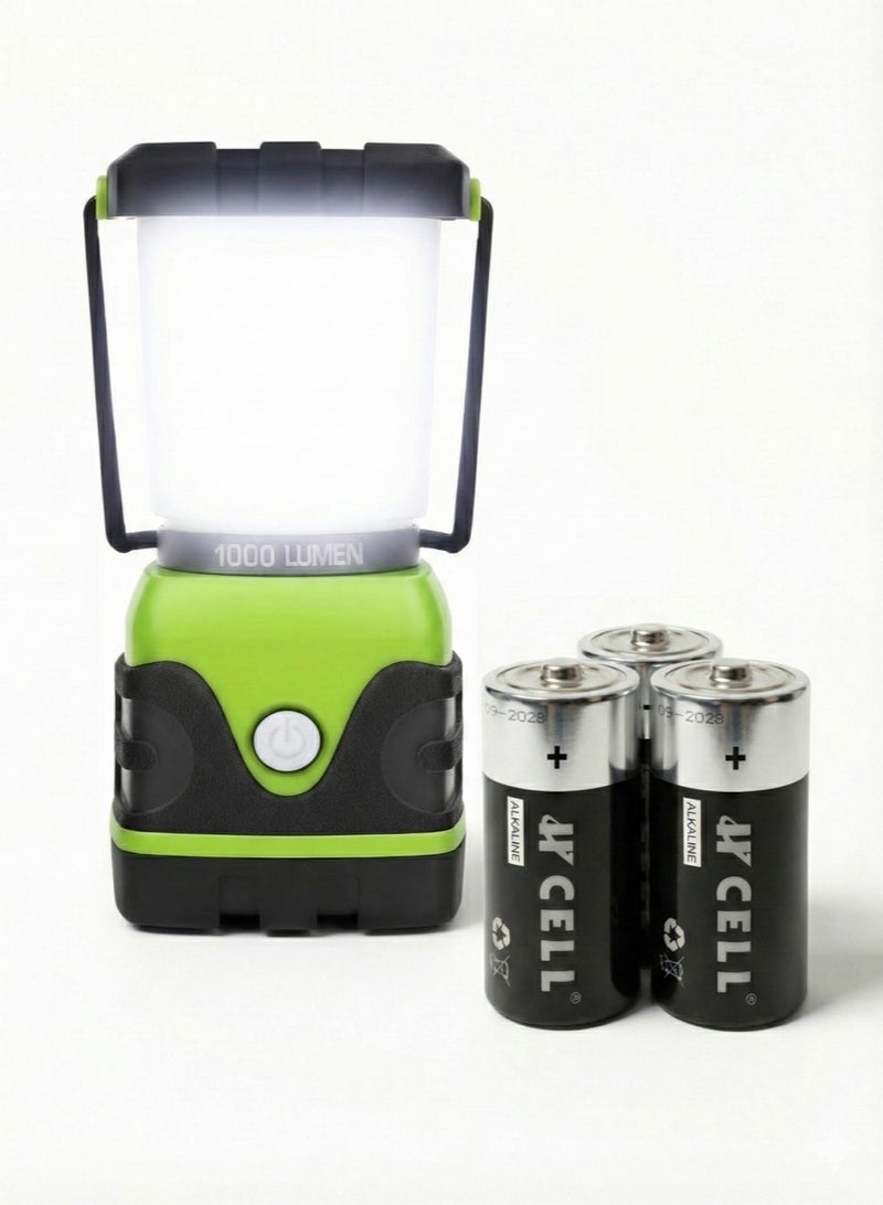 DEXO LED Camping Tent Light- 1000 Lumens + High-Capacity 1.5V D Alkaline Battery Pack (3-Pack) – IPX4 Waterproof, Emergency Flashlight Lantern for Hiking, Camping, Fishing & Outdoor Adventures - Image 1
