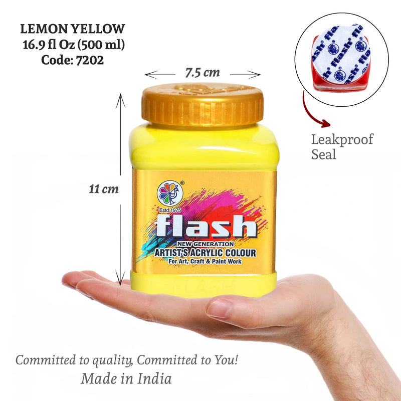 Flash Acrylic Colour (Lemon Yellow, 500 ml) - Image 2