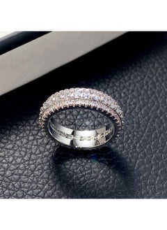 Cao Shi Explosions Ring Exaggerated Luxury Unisex Ring Copper Plated White Gold Zircon Jewelry