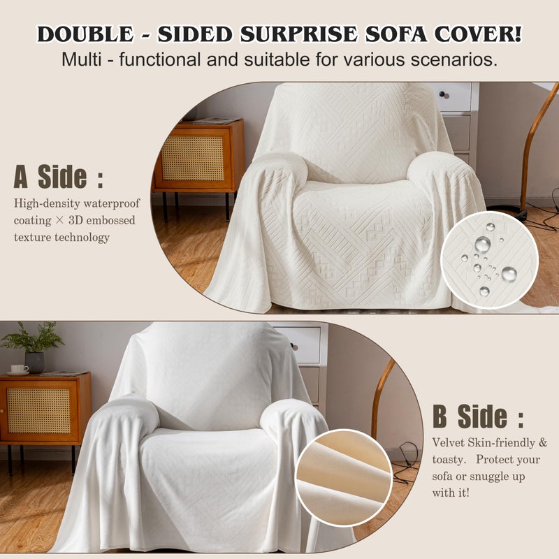 YUEANG Waterproof Recliner Chair Covers, Anti-Slip Reclining Chair Covers, Pet-Friendly, Washable, Durable and Breathable Couch Covers â€“ Reversible Design for Sofa Protection (71x71in/Beige) - Image 2