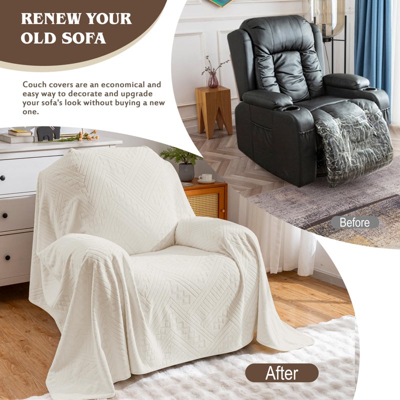 YUEANG Waterproof Recliner Chair Covers, Anti-Slip Reclining Chair Covers, Pet-Friendly, Washable, Durable and Breathable Couch Covers â€“ Reversible Design for Sofa Protection (71x71in/Beige) - Image 3
