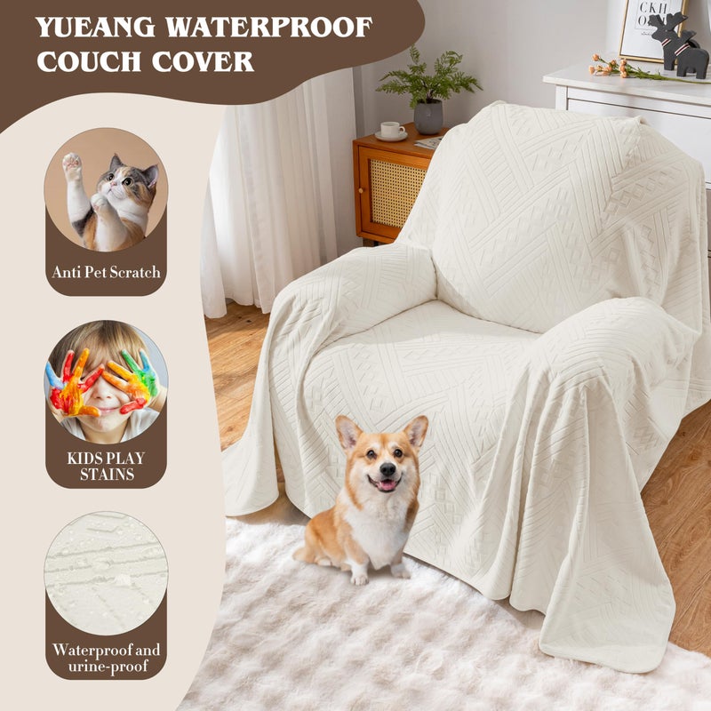 YUEANG Waterproof Recliner Chair Covers, Anti-Slip Reclining Chair Covers, Pet-Friendly, Washable, Durable and Breathable Couch Covers â€“ Reversible Design for Sofa Protection (71x71in/Beige) - Image 4