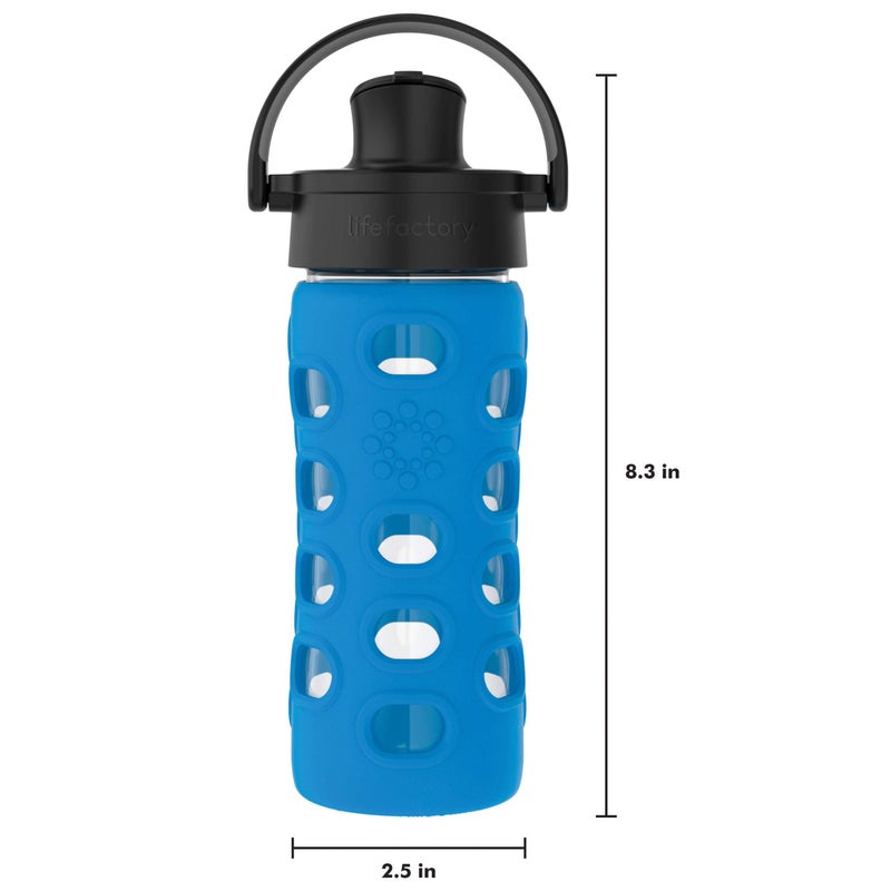 Lifefactory 12-Ounce Glass Water Bottle with Active Flip Cap and Protective Silicone Sleeve, Cobalt Blue - Image 4