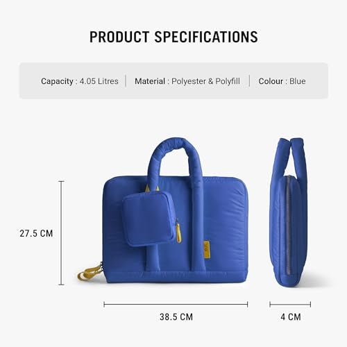 DailyObjects Puft Laptop Bag with Padded Sleeve (5L) (Fits 16" MacBook/14 Laptops), Detachable Pouch – Blue Colour - Image 3