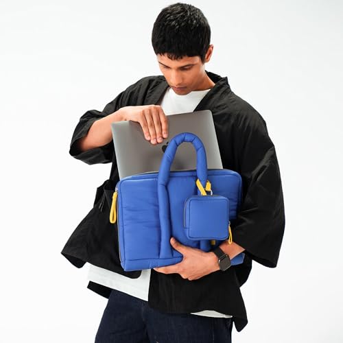 DailyObjects Puft Laptop Bag with Padded Sleeve (5L) (Fits 16" MacBook/14 Laptops), Detachable Pouch – Blue Colour - Image 2