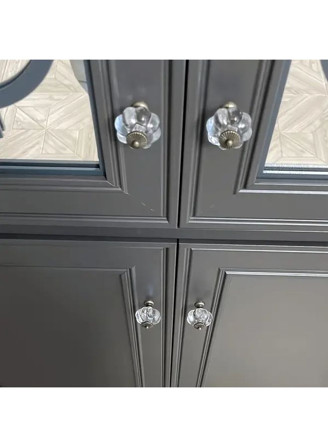 Transparent Glass Pumpkin Drawer Pulls 6pcs With Polished Metal Caps Farmhouse Cabinet Hardware - Image 5