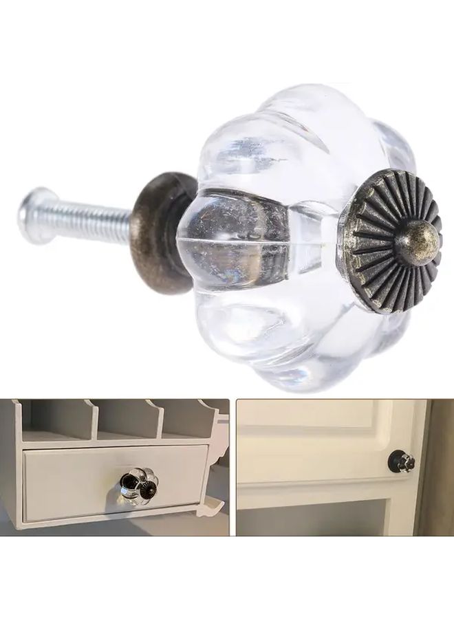Transparent Glass Pumpkin Drawer Pulls 6pcs With Polished Metal Caps Farmhouse Cabinet Hardware - Image 3