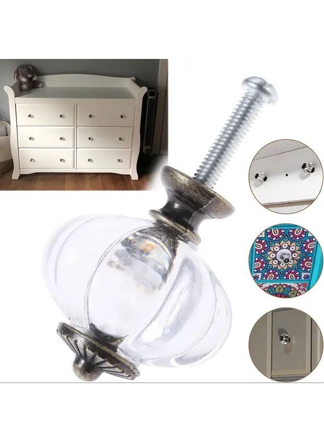 Transparent Glass Pumpkin Drawer Pulls 6pcs With Polished Metal Caps Farmhouse Cabinet Hardware - Image 4