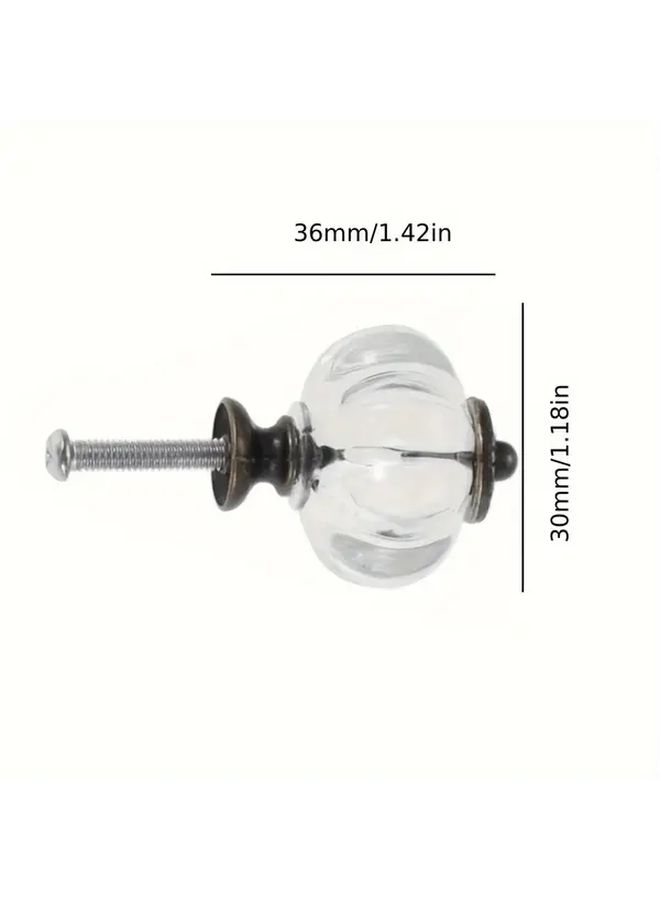 Transparent Glass Pumpkin Drawer Pulls 6pcs With Polished Metal Caps Farmhouse Cabinet Hardware - Image 2