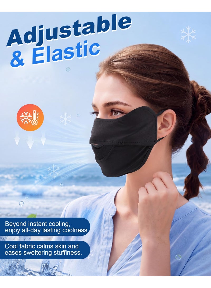 3 Pcs Cooling Ice Silk UV Protection Face Mask UPF 50+ Breathable Sunscreen Face Cover Adjustable Ear Loops Reusable Washable Summer Mask For Men Women Fishing Hiking Cycling Driving Outdoor - Image 5