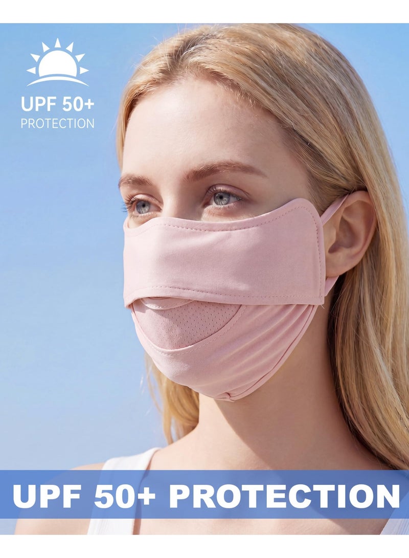 3 Pcs Cooling Ice Silk UV Protection Face Mask UPF 50+ Breathable Sunscreen Face Cover Adjustable Ear Loops Reusable Washable Summer Mask For Men Women Fishing Hiking Cycling Driving Outdoor - Image 2