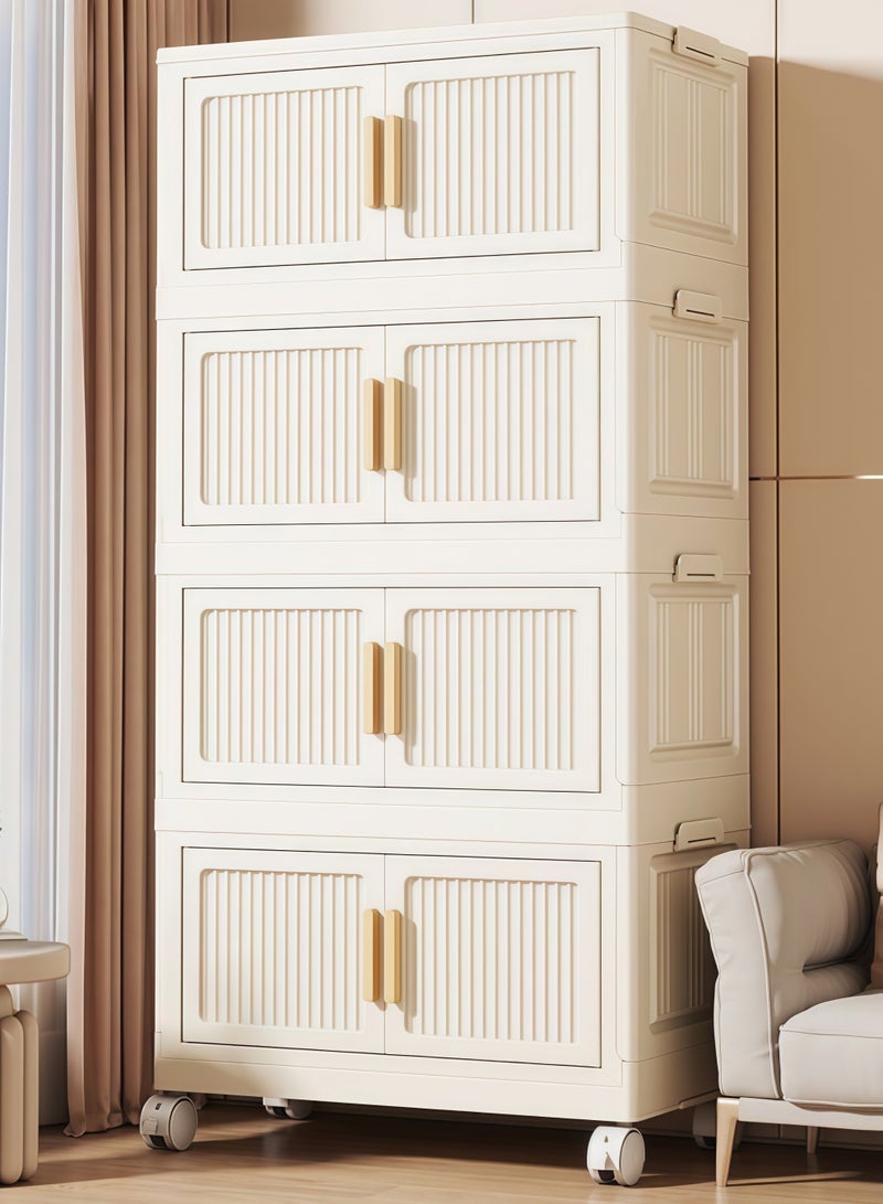 AETHER 5 Tier Foldable Plastic Storage Cabinet with Flip Doors and Wheels Large Capacity Organizer for Home (1 Unit) - Image 2