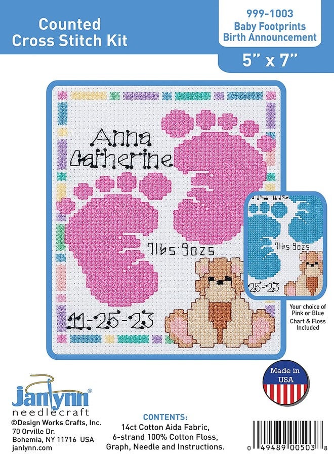 Janlynn Baby Footprints Counted Cross Stitch Kit - Image 2