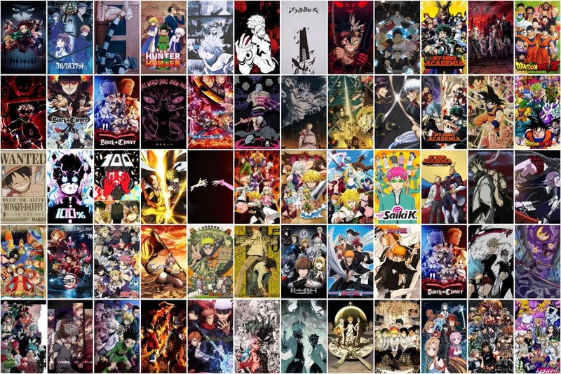 KARTMEN Set of 60 mix anime wall collage kit manga and color Small Wall Posters Set Collage for Home Office Decor (Size 6 in x 4 inch) 60 pieces,Paper - Image 1