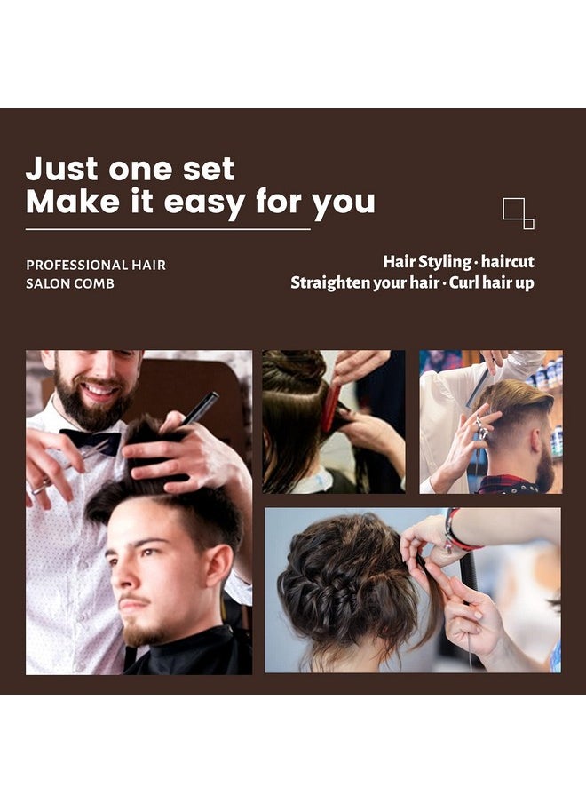 Ultikare Ultikare Hair Barber Comb Set, Professional Salon Hair Styling Barber Combs Kit 10 Piece Plastic Fine and Wide Tooth Hair Combs for Men and Women (Black)  - Image 3