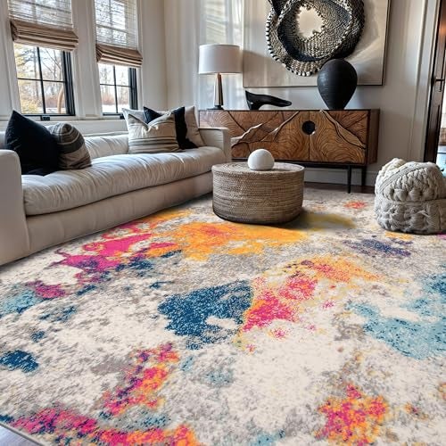 Rugshop Sky Collection Modern Abstract Area Rug 5' x 7' Multi - Image 1