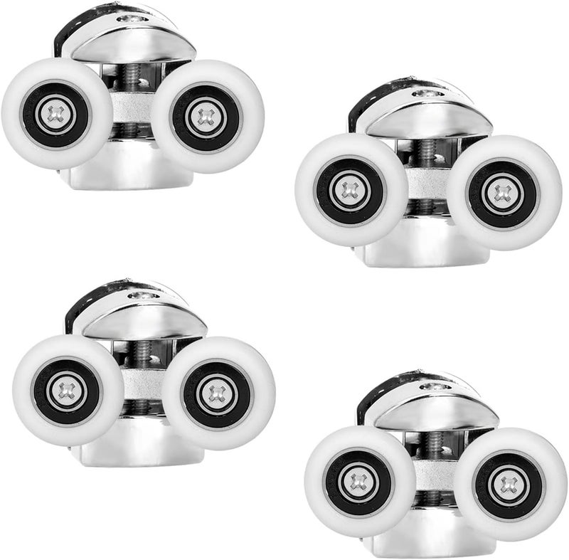 Luckam 4 Pcs Shower Door Double Wheels 23mm Diameter for Bathroom Bearing Pulleys, Runners Top, Bottom Replacement Parts (Upper Wheel) - Image 1