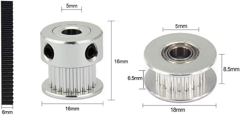 KeeYees 5M GT2 Timing Belt 6mm Width + 20 Teeth 5mm Bore Belt Pulley Wheel + Idler + Tensioner Spring Torsion + Gear Clamp Mount Block with Allen Wrench for 3D Printer RepRap - Image 4