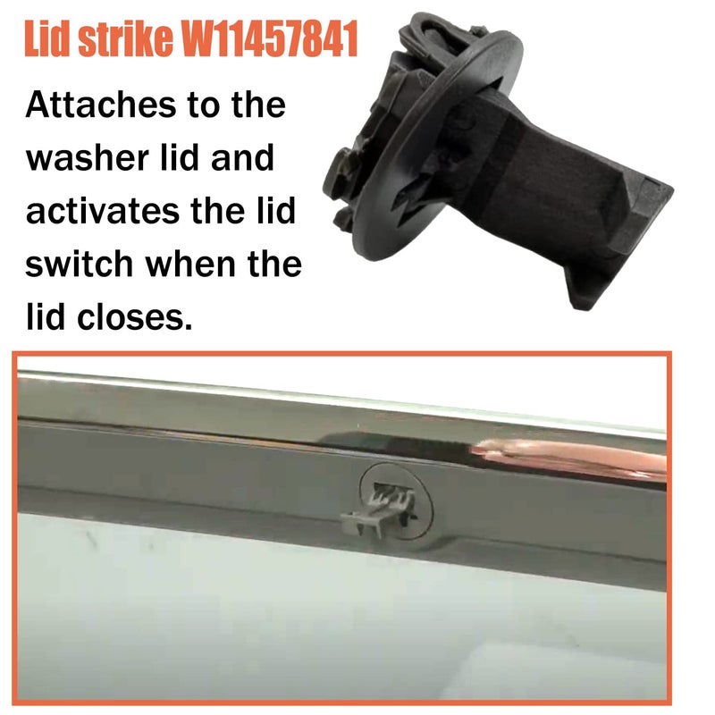 استبدال قفل غطاء غسالة Maytag - أجزاء مزلاج باب غسالة الدوامة W11457841 W11091027 4959179 Ap6987306- (عبوة واحدة) - Image 3