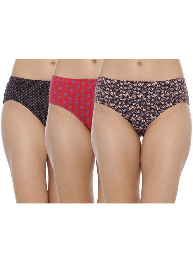 BLOSSOM Womens Cotton, Soft Inner Elastic, Printed Hipster Iris Dark Assorted 38 (Pack of 3) - Image 2