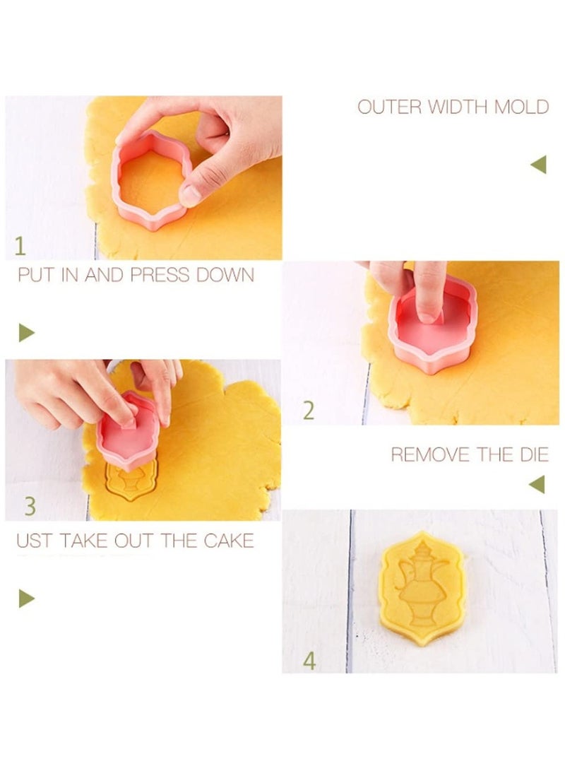 Ramadan Eid Mubarak Cookie Cutters 1 Set/ 6pcs 3D Cookie Mold Fondant Stamp Baking Mold Cake Decorating Tool, Mosque, Lantern, Camel, Star, Moon, Islamic Star - Image 4