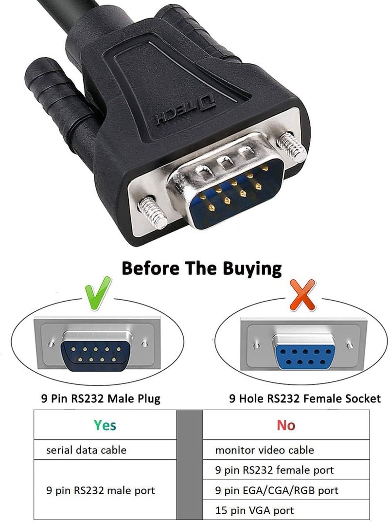 D-tech كابل تسلسلي DB9 منفذ COM ذكر إلى ذكر RS232 مباشر 9 دبابيس - أسود (3م) - Image 3