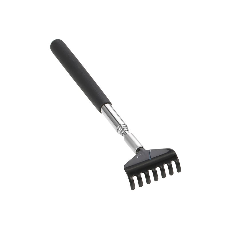 Telescopic Back Scratcher Massager Metal Compact Extendable 5 Section 20-68cm Black - Image 1