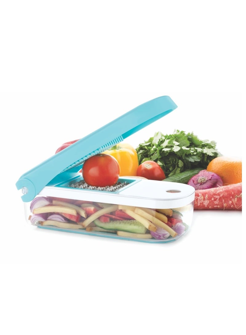 GANESH GANESH Plastic Vegetable Dicer,7 in 1,Blue  - Image 1