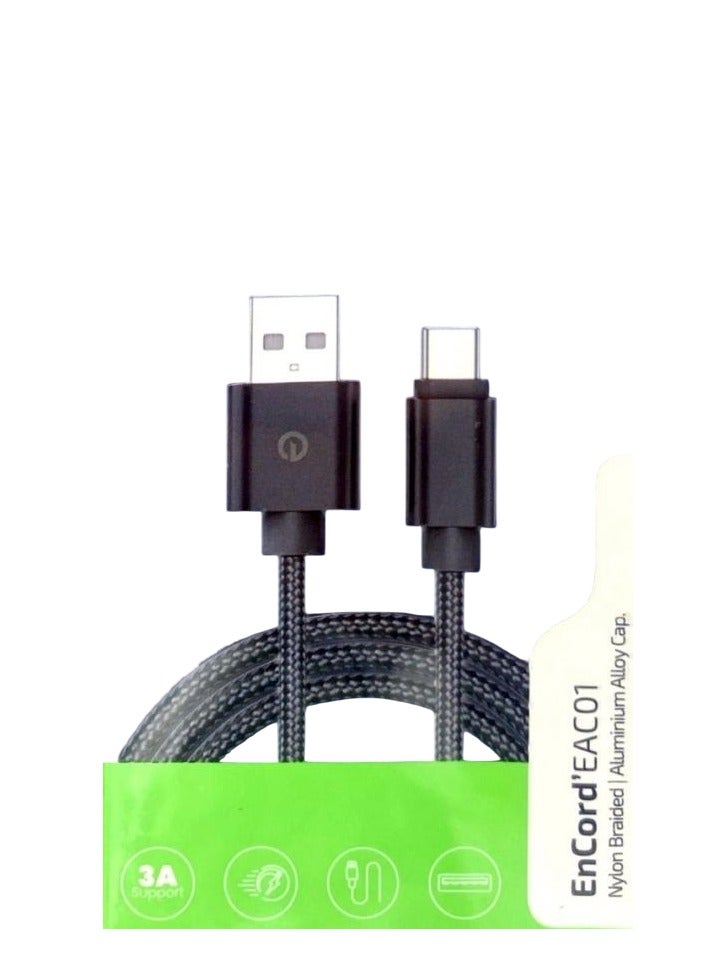 endefo كابل USB من نوع C، مضفر نايلون، غطاء من سبائك الألمنيوم - Image 1