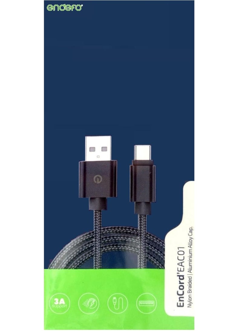endefo كابل USB من نوع C، مضفر نايلون، غطاء من سبائك الألمنيوم - Image 2