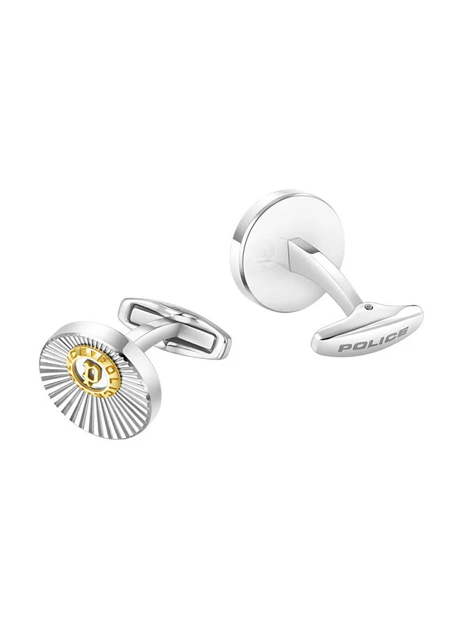 POLICE Radiant Stainless Steel And Gold Plating Gents CufflinksPEAGC0023003
